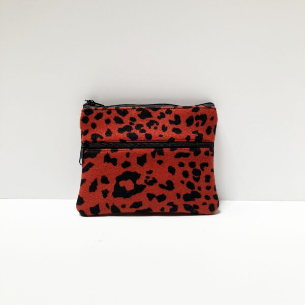 Monedero con bolsillo leopardo rojo