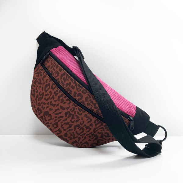 RIÑONERA BUM BAG S LEOPARDO FUCSIA Y CAMEL