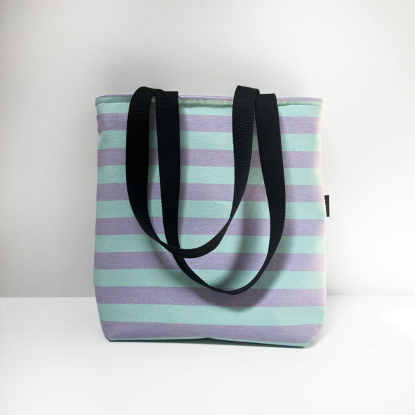 BOLSO TOTE BAG RAYAS MENTA Y LILA